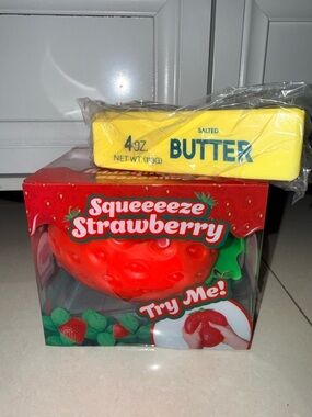Viral Food Themed Squishy Toy Bundle Squishy Butter and Squishy Strawberry